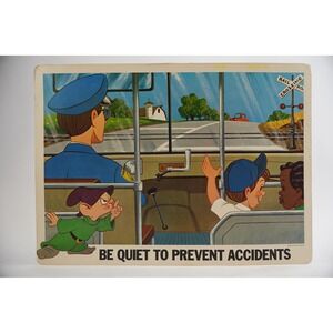 1966 Walt Disney School Bus Safety Study Print Poster Kids Dopey Vintage